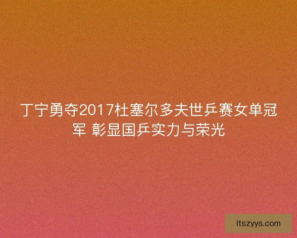 丁宁勇夺2017杜塞尔多夫世乒赛女单冠军 彰显国乒实力与荣光