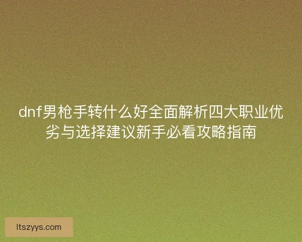 dnf男枪手转什么好全面解析四大职业优劣与选择建议新手必看攻略指南