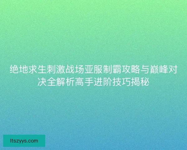 绝地求生刺激战场亚服制霸攻略与巅峰对决全解析高手进阶技巧揭秘
